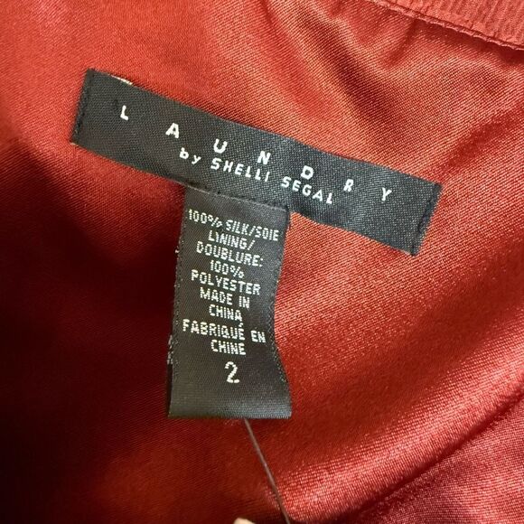 LAUNDRY By Shelli Segal 100% silk Burnt Orange Strapless Dress size 2 NWT - Picture 4 of 8